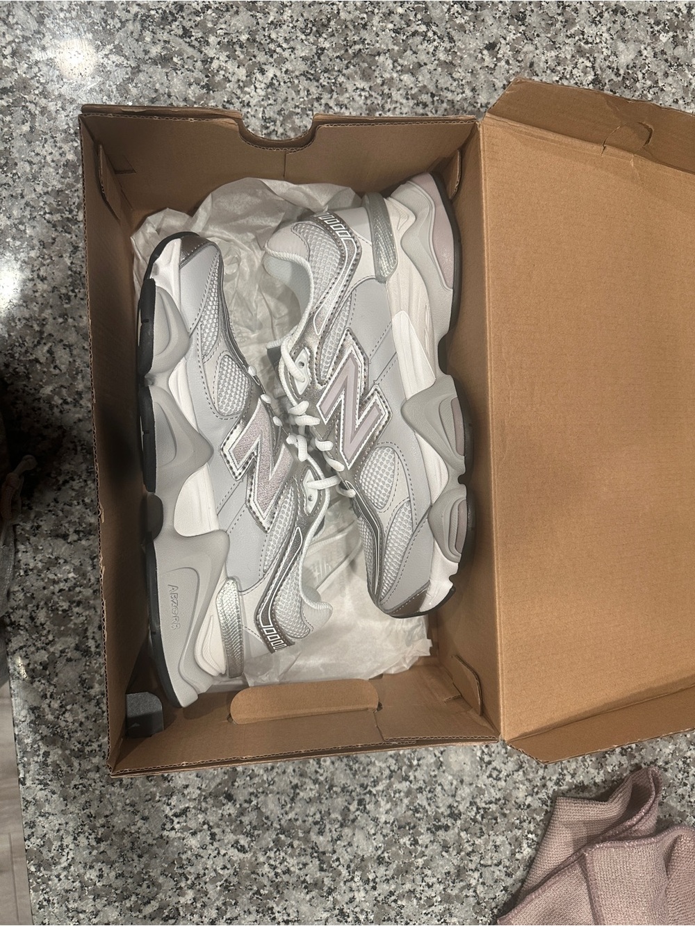 New Balance Women's Silver and White Chunky Trainer - Picture 5 of 5